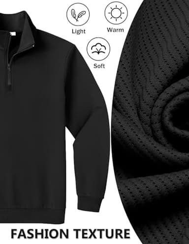 COOFANDY Mens 3/4 Zip Pullover Mock Neck Long Sleeve Sweatshirts Casual Fall Fashion Golf Shirts Black - Image 5