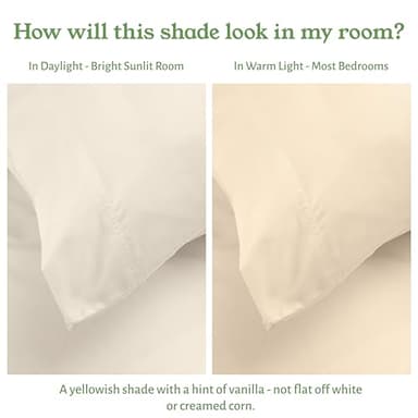 California Design Den California King Fitted Sheet Only, 100% Organic Cotton Percale, Deep Pocket, Lightweight, Snug-Fit, All Around Elastic, 1 Pc Cal King Fitted Sheet - Ivory (Cream Tone) - Image 3