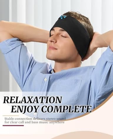Sleep Headphones for Sleeping, Bluetooth Wireless Sports Headband, Cozy Lightweight Headband Headphones Hi-Fi Stereo Ergonomic ASMR Sleep Headphone Cool Gadget Gift for Women Men - Image 5