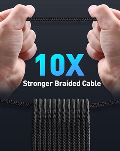 Baseus USB C Cable, 100W PD 5A QC 4.0 Fast Charging USB C to USB C Cable, Zinc Alloy Nylon Braided USB Type C Charger Cable for iPhone 17 16 Pro Plus Pro Max, MacBook, iPad Pro, Samsung S23/S22 (10ft) - Image 7
