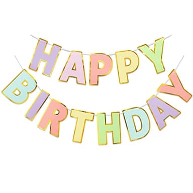 LITAUS Happy Birthday Banner & Sign - 9ft Pre-Strung No Assembly | Pastel Birthday Decorations for Women, Girls, Boys, Adults, Pets | Party Backdrop, Wall Decor for All Celebrations - Image 1
