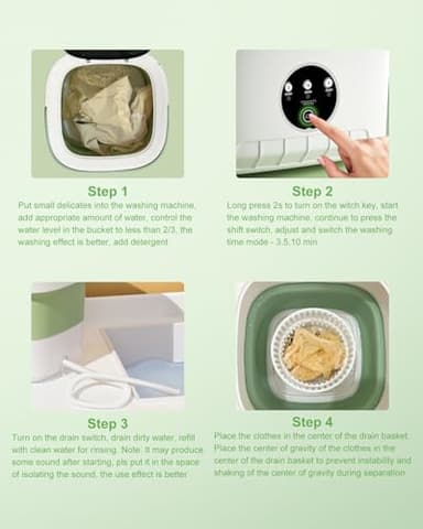 Portable Washing Machine,Mini Washer 16L Washer,Small Clothes Folding Washing Machine Of Underwear, Baby And Small Delicates, 3 Cleaning Modes Suitable For Home Apartments Dormitories, Hotels - Image 6