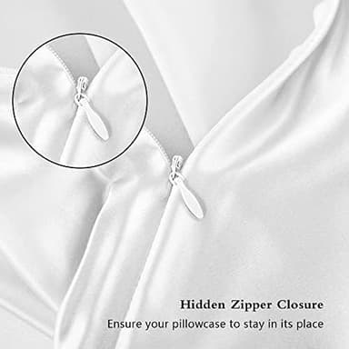 Silk Pillow Cases 2 Pack, Mulberry Silk Pillowcases Standard Set of 2, Health, Smooth, Anti Acne, Beauty Sleep, Both Sides Natural Silk Satin Pillow Cases for Women 2 Pack with Zipper for Gift,White - Image 5
