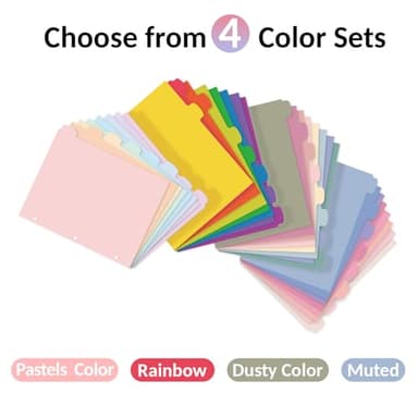 Sooez 8 Tabs Long-Lasting Plastic Write & Erase Large Tabs Dividers for 3 Ring Binder, Aesthetic Cute Pastels Binder Dividers for Student, Teacher, Office, Home Organizers, 1 Set, Pastels Color - Image 2