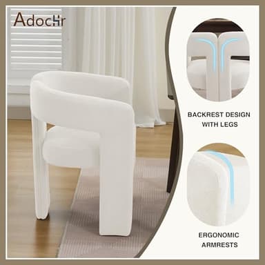 adochr Modern Barrel Dining Chairs Set of 4, Upholstered Linen Dining Room Chair with Wooden Legs, Accent Chairs for Kitchen/Dining Room/Living Room, Beige - Image 8