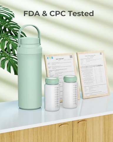 Xaproo 22oz Breast Milk Cooler Bottle, 360° Cooling Technology for 24 Hours, Larger Capacity Travel Breastmilk Chiller with 2pcs Baby Bottles, Portable Milk Cooler for Breastmilk, BPA-Free - Image 5