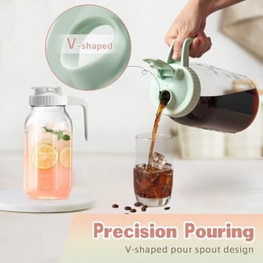 Mason Jar with Pour Spout Lid V-shaped, 2 Quart Iced Tea Pitcher Double Leak Proof, 64 oz Drink Pitcher for Breastmilk, Sun Tea, Juice, Coffee Creamer - Image 3