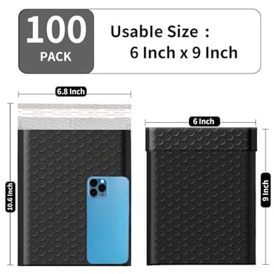 Proprobag 6x10 Bubble Mailers 100 Pack - Usable Size 6x9 Heavy Duty Padded mailer with Self Seal, Waterproof Shipping Envelopes, Bubble Wrap Protection for Ecommerce, Non See Through - Image 2