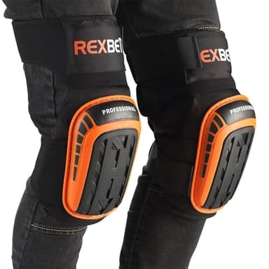 REXBETI Knee Pads for Work, Construction Knee Pads for Men, Heavy Duty Comfortable Anti-slip Foam Gel Knee Pads for Gardening Flooring and Cleaning, Strong Stretchable Straps, Orange - Image 7