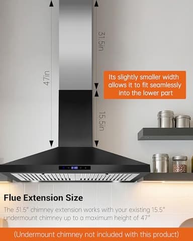 31.5" x 8" x 6.7" Range Hood Chimney Extension Fit for SNDOAS GD24 GD17, 31.5" Stainless Steel Range Hood Extension Duct Cover (Upper Piece) - Image 5
