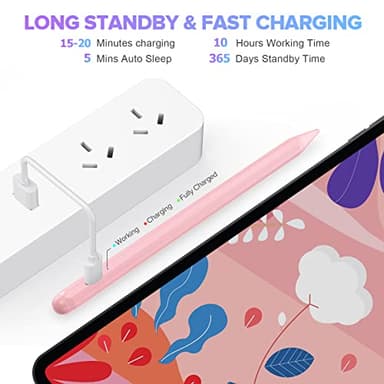 Stylus Pen for iPad 6th-11th Generation-2X Fast Charge Active Pencil Compatible with 2018-2025 Apple iPad Pro 11"/12.9"/M4, iPad Air 3/4/5/M2/M3,iPad mini 5/6 Gen-Pink - Image 6