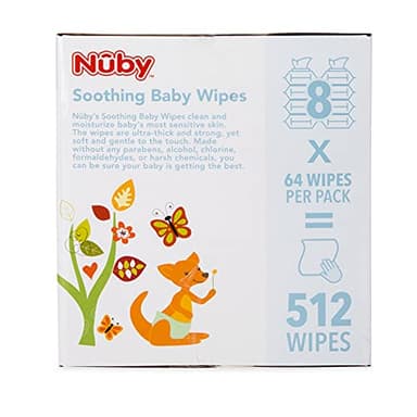 Nuby's Soothing Ultra Premium Baby Wipes Naturally Inspired with Chamomile, Aloe, and Citroganix, Fragrance Free, Extra Thick, 512 Count - Image 9