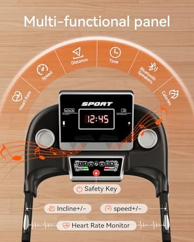 RENESTAR Treadmills for Home, Treadmill with 0-15% Auto Incline, 3HP Folding Treadmills for Running Walking with 300LBS Weight Capacity, Incline Treadmill Equipped with Bluetooth & Pulse Monitor - Image 3