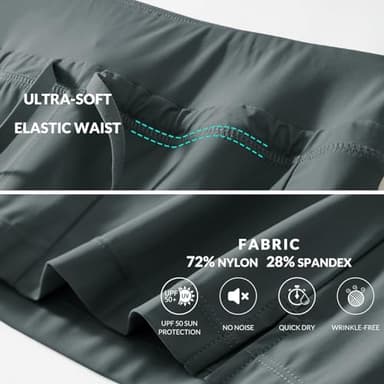 baleaf Women's Hiking Long Shorts 9" Quick Dry Hiking Bermuda Cargo for Curvy Lightweight Knee Length Shorts Pockets Dark Grey Size XL - Image 4