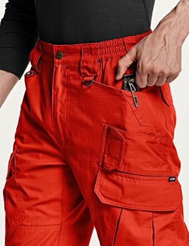 CQR Men's Tactical Pants, Water Resistant Ripstop Cargo Pants, Lightweight EDC Work Hiking Pants, Outdoor Apparel, Ripstop Mag Pocket Rescue Orange, 38W x 34L - Image 5