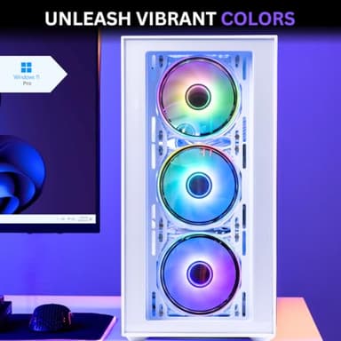 Phantom - Prebuilt Gaming PC Desktop Computer - Intel i7 Xeon 3.5GHz - 16GB RAM - 512GB M.2 SSD WiFi/BT, Win 11 Pro - Gaming Computer Tower, Pre Built PC Gameing - 1 Year Warranty (RX580 - White) - Image 8