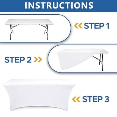 Enjoyidea Table Cover for 6 foot Rectangle Tables-8 Pack White Fitted Stretch Tablecloth-Elastic Spandex 6ft Folding Tablecloths for Party, Vendor Booth Display, Banquet Buffet Event, Craft Trade Show - Image 9