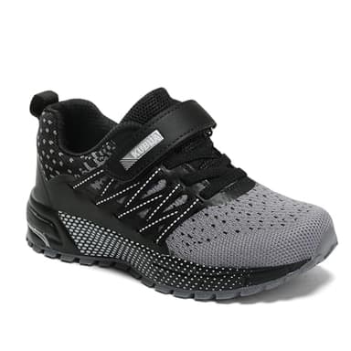 Kids Sneakers for Boys Girls Running Tennis Shoes Lightweight Breathable Sport Athletic Black Grey B Size US 11 Little Kid - Image 6