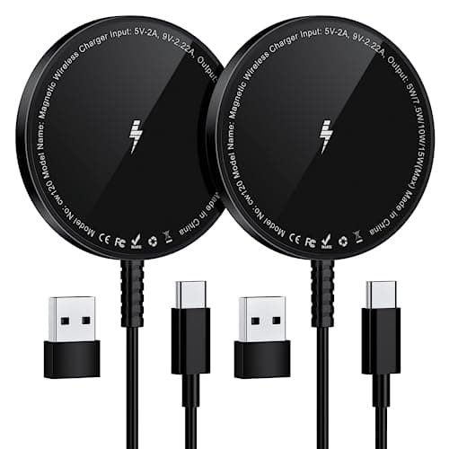 Magnetic Wireless Charger for iPhone: Compatible with Magsafe Charger iPhone 17 16 15 14 13 12 Series & Airpods 4 3 2 Pro-Fast 15W Max Charging Pad Strong Magnet, Dual USB-C/A Ports-Home Office Travel - Image 1