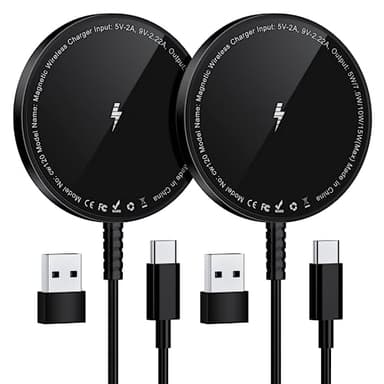Magnetic Wireless Charger for iPhone: Compatible with Magsafe Charger iPhone 17 16 15 14 13 12 Series & Airpods 4 3 2 Pro-Fast 15W Max Charging Pad Strong Magnet, Dual USB-C/A Ports-Home Office Travel - Image 1