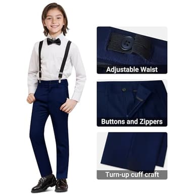 BOLADA Boys' Dark Blue Slim Fit Formal Classic 6-Piece Suit Set Size 6 Big Boys Toddler Tuxedos Suits for Kids Teen Youth Wedding Outfit Ring Bearer Outfit - Image 5