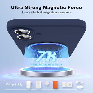 SKYLMW Designed for iPhone 16 Case with Magnetic Invisible Stand Compatible with Mag-Safe Military Drop Tested Shockproof Silicone Phone Cases for Women Men 6.1'', Dark Blue - Image 3