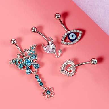 TAMHOO 15Pcs Belly Button Ring 14G Body Rings Dangling Dangle Belly Rings for Women Navel Rings for Woman Belly Piercing - Image 5