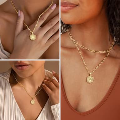 M MOOHAM Layered Initial Necklaces for Women - Cute Letter Initial Z Necklace Choker Necklace Dainty Layered Necklaces for Women - Image 4