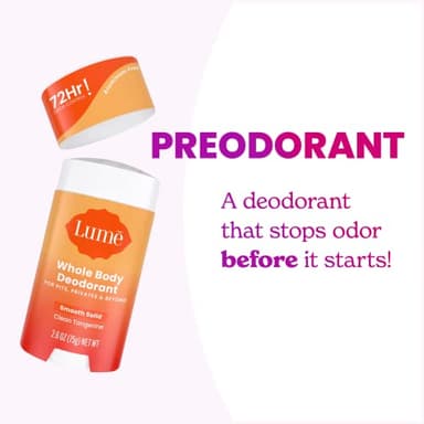 Lume Whole Body Deodorant - Smooth Solid Stick - 72 Hour Odor Control - Aluminum Free, Baking Soda Free and Skin Safe - 2.6 Ounce (Pack of 2) (Clean Tangerine) - Image 6