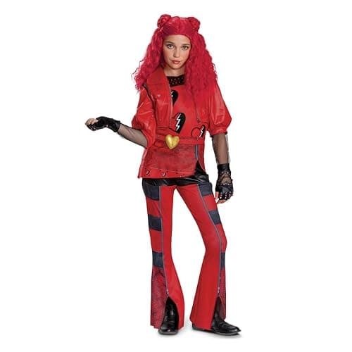 Descendants Red Deluxe Costume, Official Disney Descendants The Rise of Red Costume Jumpsuit, Wig not Included, Child Size (10-12) - Image 1