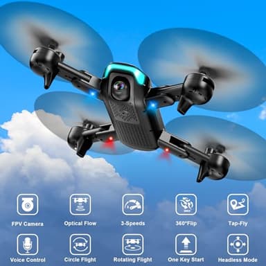 REDRIE Drone with 1080P Camera for Beginners, Foldable, Altitude Hold, Gestures Selfie, Waypoint Fly, Headless Mode, 3D Flip, One Key Start, 3 Speed Modes, Circle Fly, 2 Batteries - Image 7