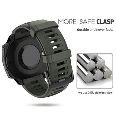 NotoCity for Garmin Instinct Band, Soft Silicone Replacement Watch Strap Compatible with Garmin Instinct 2/ Solar/Tactical(Army Green) - Image 3