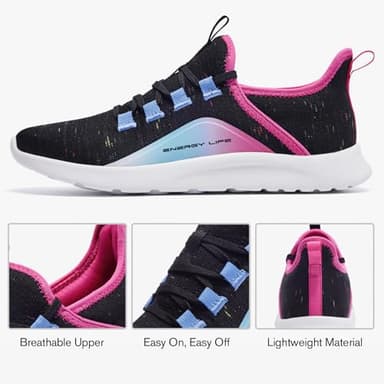 ALEADER Energycloud Womens Walking Shoes Slip Ins Sneakers Tennis Running Breathable Hands Free Casual Black Silver Metallic Size 8.5 US - Image 5