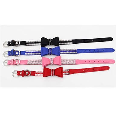 Extra Small Dog Collar with Bowtie,Purple S Rhinestone Bling Diamond Sparkly Crystal Jewel Cute Adjustable for Small Medium Large Girl Puppy Cat Collars Female Pet Kitten - Image 3