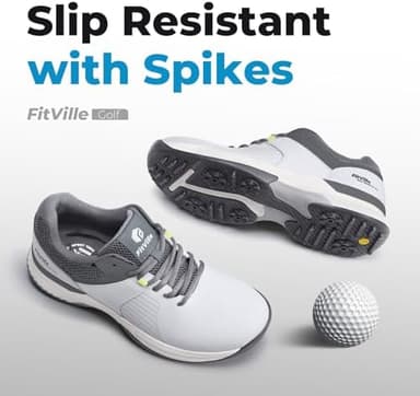FitVille Extra Wide Men's Golf Shoes Waterproof, Professional Outdoor Spiked Golf Shoes for Men with Arch Support - Image 3