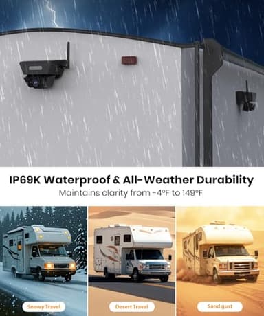 Solar Backup Camera Wireless for RVs and Trailers No-Installation - 7.2" HD 1080P Monitor,Dual Camera System, Strong Magnetic Scratch-Proof Rear View Camera for Trucks, Campers, SUVs, and Cars - Image 7