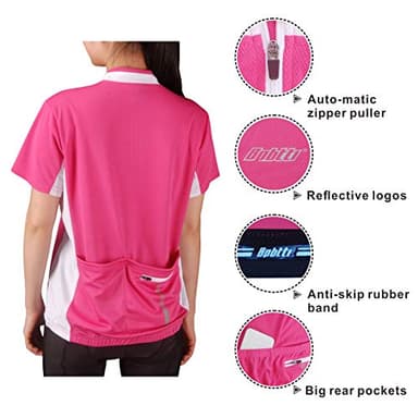 bpbtti Women's Half Zipper Short Sleeve Cycling Jersey Bike Biking Shirt with 3-Rear Pockets (Small,Pink/White) - Image 4