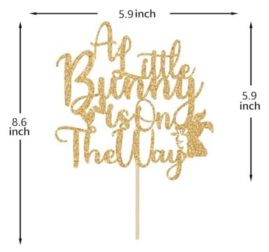 A Little Bunny is on the Way Cake Topper, Bunny Baby Shower Cake Decorations, Easter Themed Baby Shower Gender Reveal Party Decorations Gold Glitter - Image 2