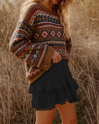 Lepunuo Womens Shorts High Waisted Skorts Flowy Skirt with Short Underneath Tennis Skirts Plus Size A - Black - Image 4