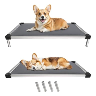 FXW TitanNest Chew-Proof Elevated Dog Bed, Raised Cot for Indoor/Outdoor/Camping Use, Durable & Washable Padded Pet Bed for Medium Dogs, 42.0" L x 27.0" W x 5.0" H, Gray - Image 1