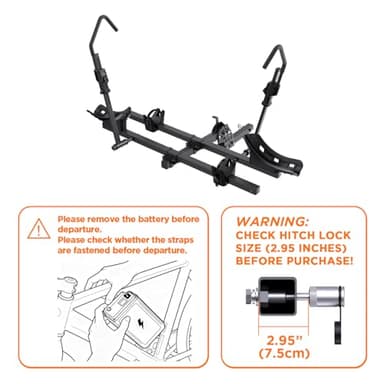 TANX Bike Racks for Ebikes,Fat Tire Bike Rack for Tow Hitch 2-Bike 200 lbs Capacity, Smart Tilting Platform for Standard E-Bikes, Fits 2-Inch Receiver - Image 3