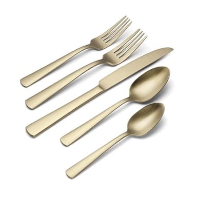 Oneida Silverware Set For 4, Aptitude Champagne Satin 20-Piece Flatware Set, Service For 4, 18/0 Stainless Steel Silverware Set, Dishwasher Safe, Knives Spoons and Forks Set, (Champagne, 20 Piece) - Image 3
