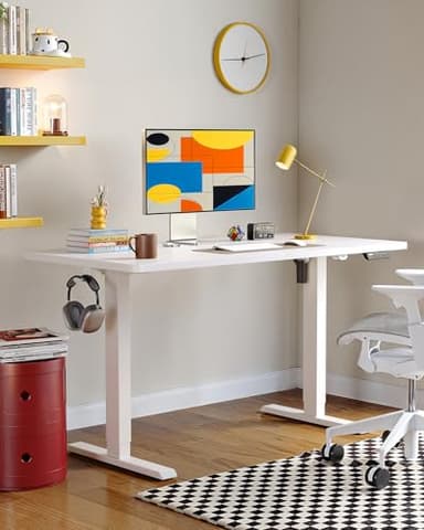 ErGear Electric Standing Desk, 48 x 24 inch Height Adjustable Sit Stand Up Desk, Computer Home Office Desk with 4 Memory Height Buttons, Two Pieces Desktop, White, EGESD110W - Image 2