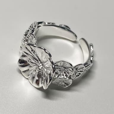CH.yishi Handmade 925 Sterling Silver Flower Wide Band Rings for Women/Men,Adjustable Thumb Finger Ring Personalized Jewelry (3D Flower wall) - Image 2