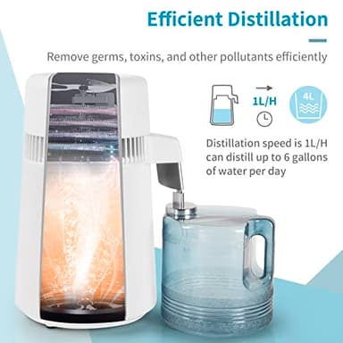 ROVSUN 【Upgraded】 1.1 Gallon/4L Water Distiller Countertop Distilled Water Machine with Flame-Retardant Material, BPA-Free Container & Stainless Steel Interior, 750W Distilled Water Maker Purifier - Image 4