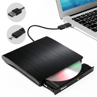 External DVD Drive USB 3.0 Type-C CD Burner Portable CD +/-RW Drive DVD Player for ROM Rewriter Burner Compatible with Laptop Desktop PC Windows MacBook Linux Mac OS - Image 1