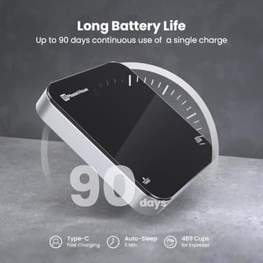 Rechargeable Mini Coffee Scale with Timer, Maestri House Espresso Scale, 2kg/0.1g Accurate Scale for Espresso and Pour-Over Coffee, Portable Digital Kitchen Scale with Automatic Timing（Black&Silver） - Image 5