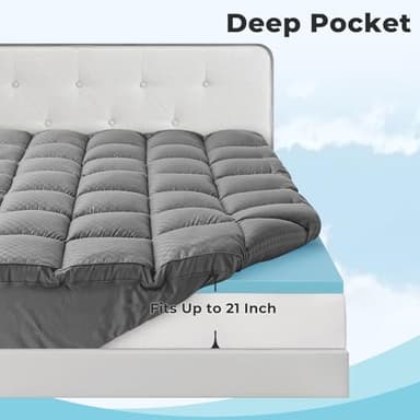 OLANLY Dual-Layer 4 Inch Full Size Memory Foam Mattress Topper for Back Pain, 2 Inch Cooling Pillow Top Mattress Pad Cover and 2 Inch Gel Memory Foam Topper, Deep Elastic Pocket, Grey - Image 5