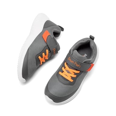 DREAM PAIRS Boys Girls Shoes Kids Tennis EZ-Ons BreezeRunners Running Athletic Walking Sneakers,Size 13 Little Kid,Grey/Orange,Contact-K - Image 6