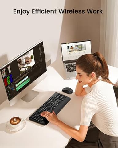 seenda Bluetooth Keyboard and Mouse, COE200 USB + Bluetooth Multi Device, Ergonomic Keyboard Mouse Set, Full-Size Wireless Combo Compatible for Mac OS/Windows PCs Computers Laptops MacBooks - Black - Image 7